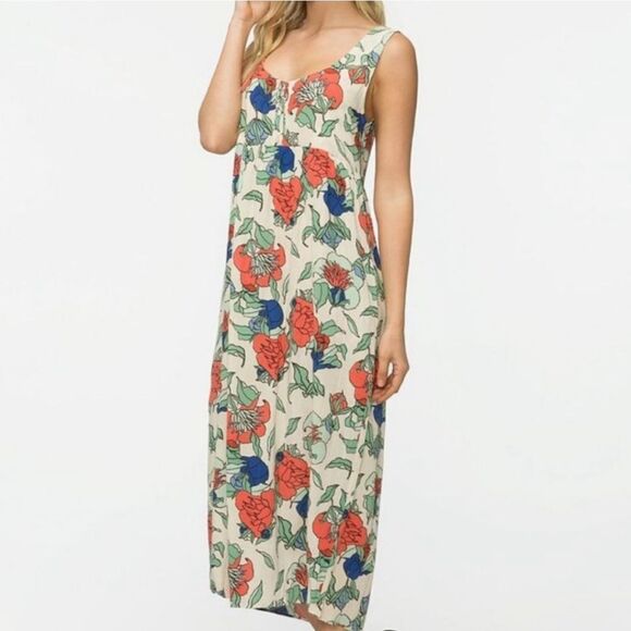 Tavik Crinkle Sleeveless Floral Print Midi Dress Small - Picture 9 of 9